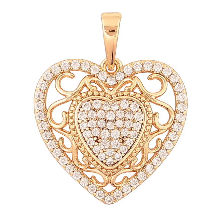Кулон Xuping Позолота 18K «Різьблене серце з кристалами» для ланцюжка до 5мм фото №1