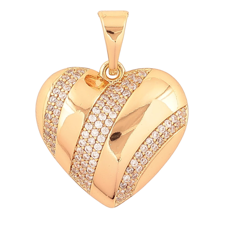 Кулон Xuping Позолота 18K «Сердечко з кристалами» для ланцюжка до 7мм фото №1