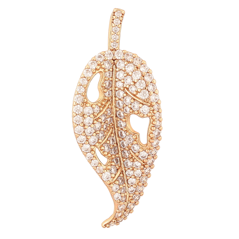 Кулон Xuping Позолота 18K Листик с инкрустацией кристаллами для цепочки до 4мм фото №1