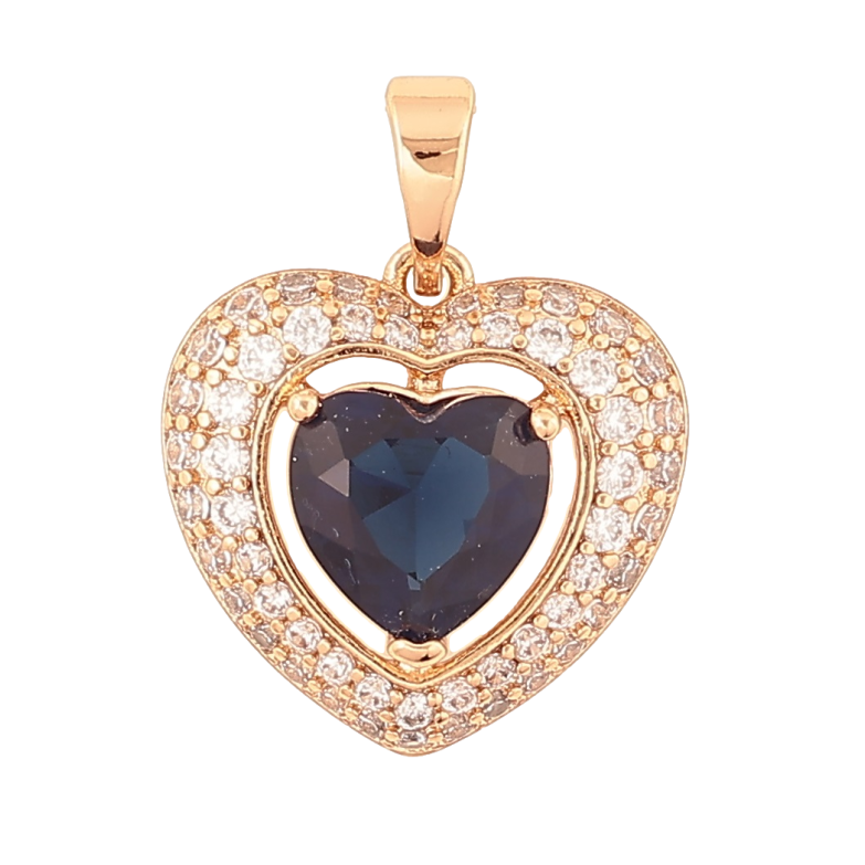 Кулон Xuping Позолота 18K Сердце с синим кристаллом для цепочки до 5мм фото №1