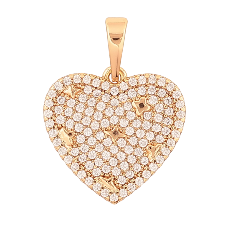 Кулон Xuping Позолота 18K «Серце з інкрустацією кристалами» для ланцюжка до 6мм фото №1
