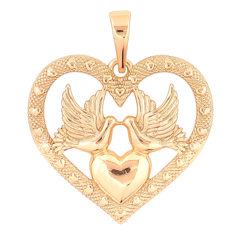 Кулон Xuping Позолота 18K «Серце з голубами» для ланцюжка до 6мм фото №3