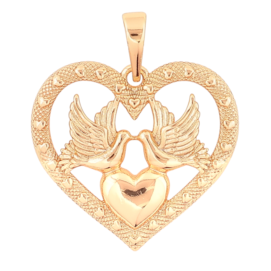 Кулон Xuping Позолота 18K «Серце з голубами» для ланцюжка до 6мм фото №1