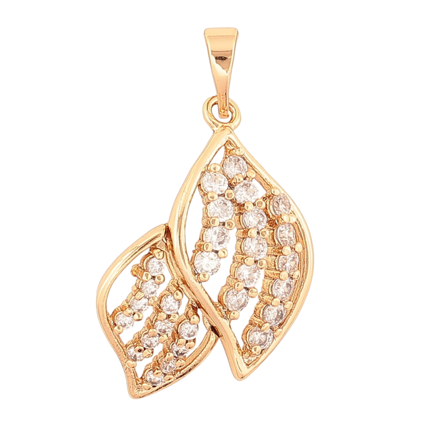 Кулон Xuping Позолота 18K «Листочки з кристалами» для ланцюжка до 5мм фото №1