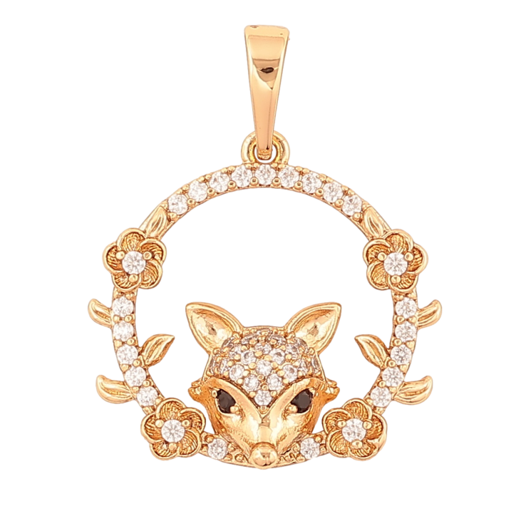 Кулон Xuping Позолота 18K «Лисиця в колечку з квіточками» для ланцюжка до 6мм фото №11