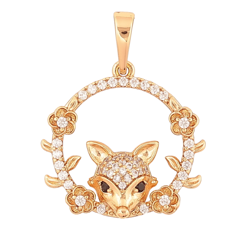 Кулон Xuping Позолота 18K Лиса в колечке с цветочками для цепочки до 6мм фото №2