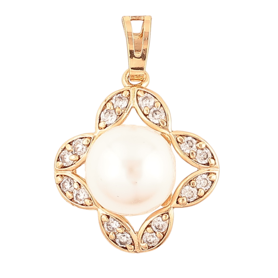 Кулон Xuping Позолота 18K Цветочек с жемчужиной и кристаллами для цепочки до 5мм фото №1
