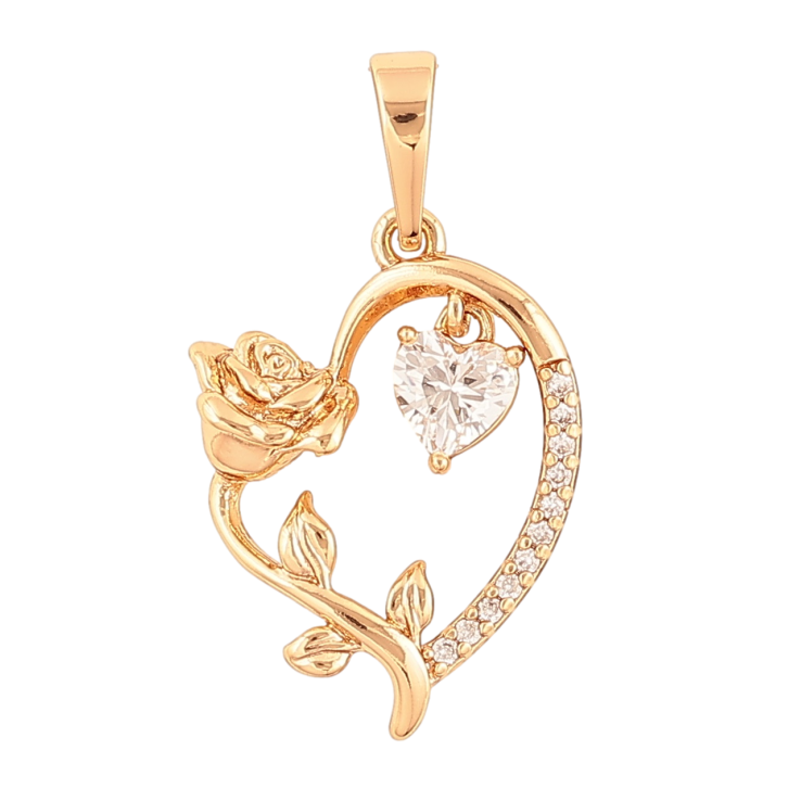 Кулон Xuping Позолота 18K Сердце с розой для цепочки до 6мм фото №16