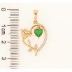 Кулон Xuping Позолота 18K «Серце з трояндою та зеленим кришталевим сердечком» для ланцюжка до 6мм фото №2