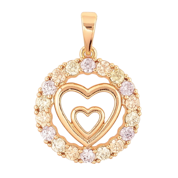 Кулон Xuping Позолота 18K «Сердечка в колечку різнокольорових кристалів» для ланцюжка до 6мм фото №16