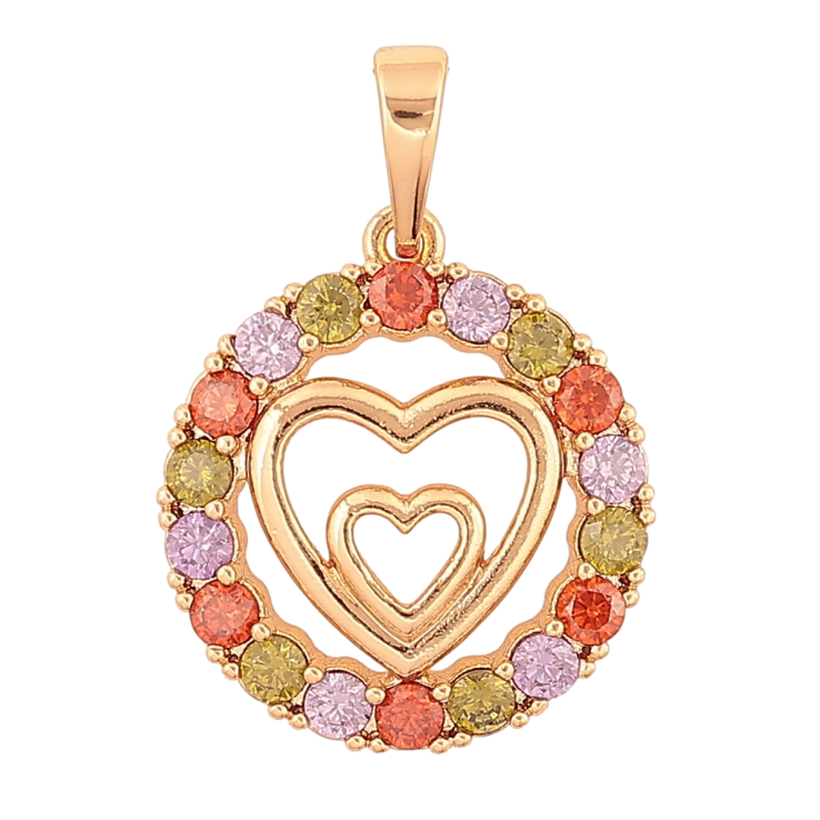 Кулон Xuping Позолота 18K «Сердечка в колечку різнокольорових кристалів» для ланцюжка до 6мм фото №24
