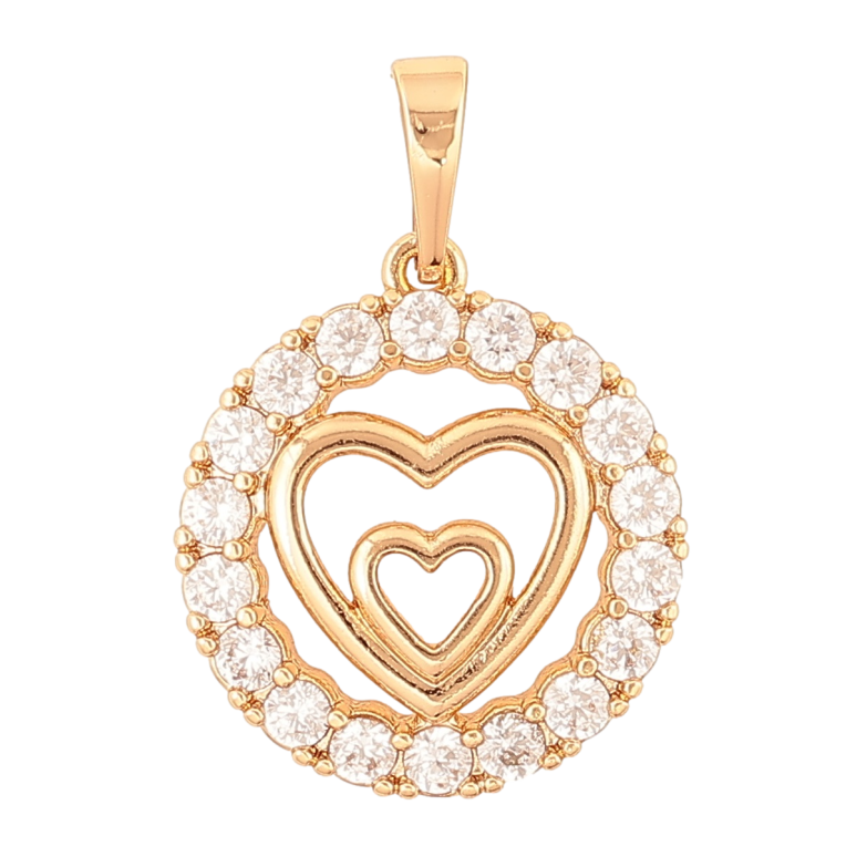 Кулон Xuping Позолота 18K Сердечки в колечке кристаллов для цепочки до 6мм фото №1