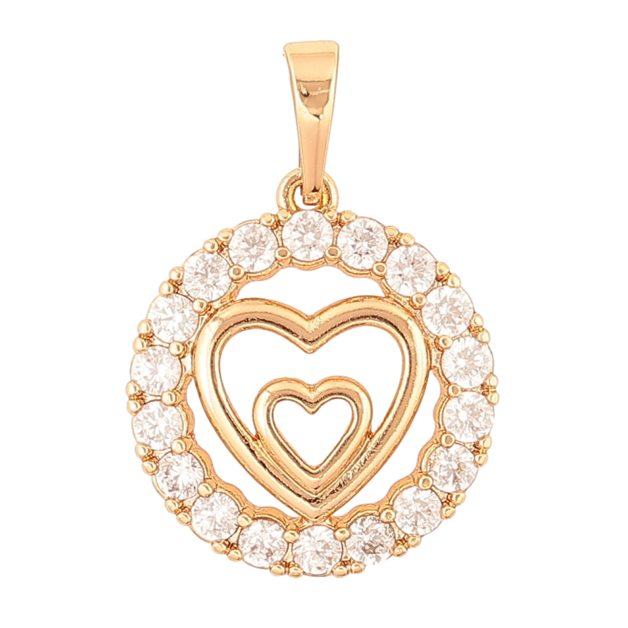 Кулон Xuping Позолота 18K «Сердечка в колечку кристалів» для ланцюжка до 6мм фото №1