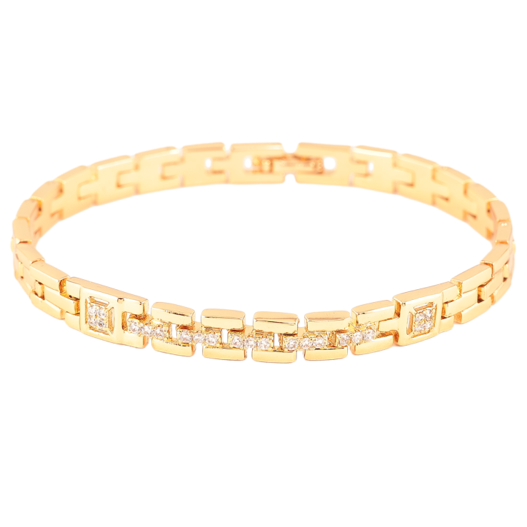 Браслет Xuping Позолота 18K «Браслетний візерунок з кристалами» розмір 19см х 6мм фото №4