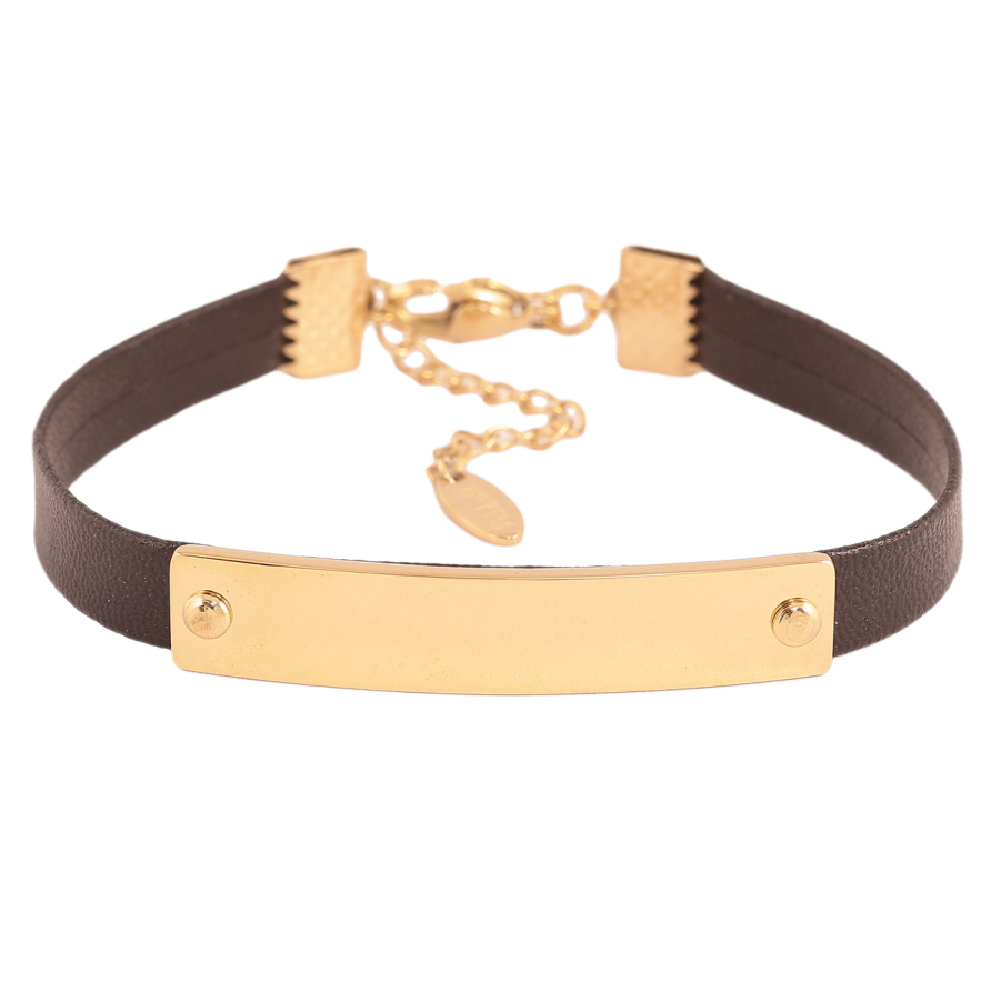 Браслет Xuping ТТМ Stainless Steel цвет 14К Черный ремешок с накладкой с доп.цеп 17-20.5см х 7-8мм фото №1