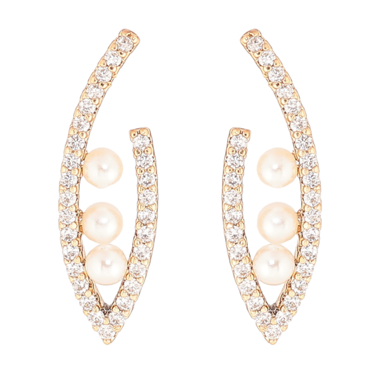 Серьги Xuping Позолота 18K пусеты Инкрустация кристаллами и жемчужинами фото №1