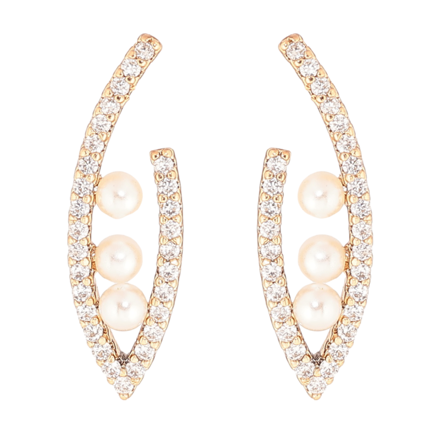 Сережки Xuping Позолота 18K пусети «Інкрустація кристалами та перлинами» фото №1