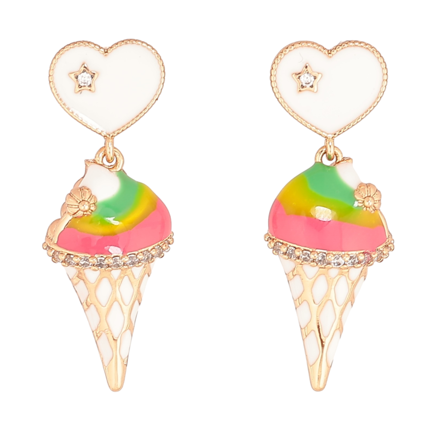 Сережки Xuping Позолота 18K пусети «Сердечка з морозивом» фото №1