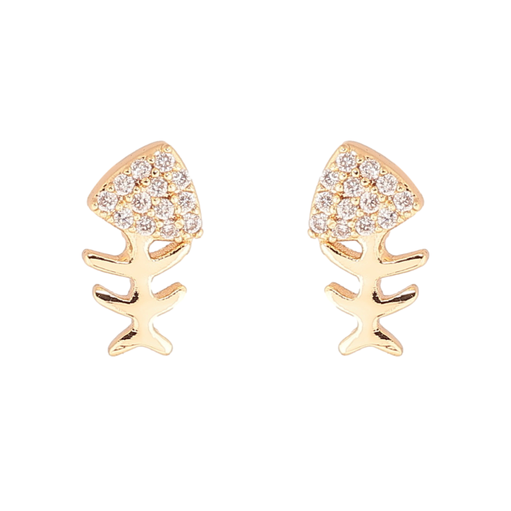 Сережки Xuping Позолота 18K пусети «Риб'ячі скелети» фото №2