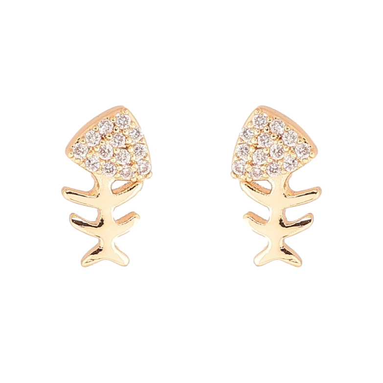 Серьги Xuping Позолота 18K пусеты Рыбьи скелеты фото №1