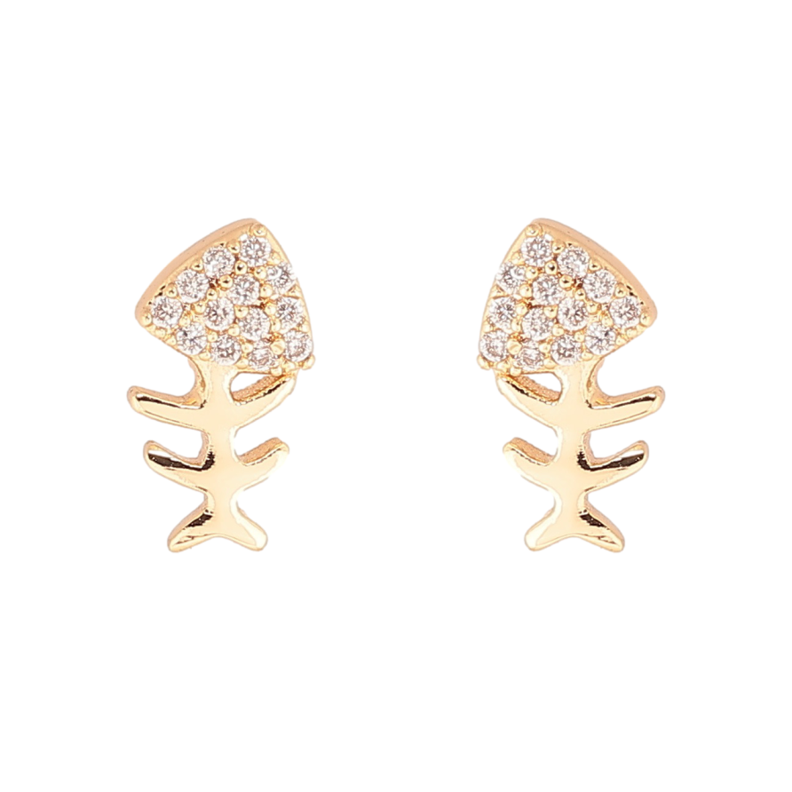 Серьги Xuping Позолота 18K пусеты Рыбьи скелеты фото №1
