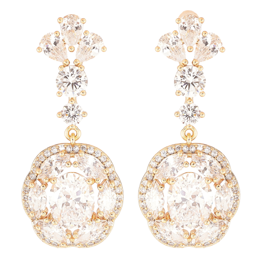 Серьги Xuping Позолота 18K пусеты Кристальные подвески фото №1