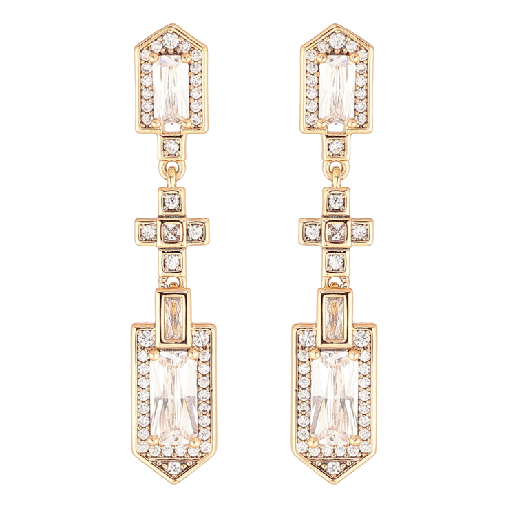 Сережки Xuping Позолота 18K пусети «Кристальні підвіски» фото №25