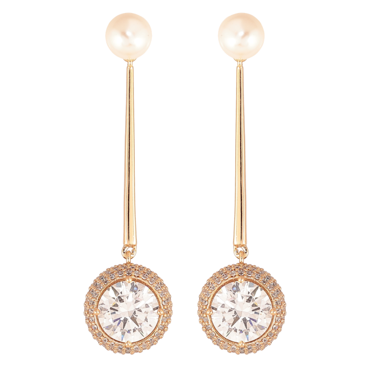 Серьги Xuping Позолота 18K пусеты Жемчужины с кристальными подвесками фото №12