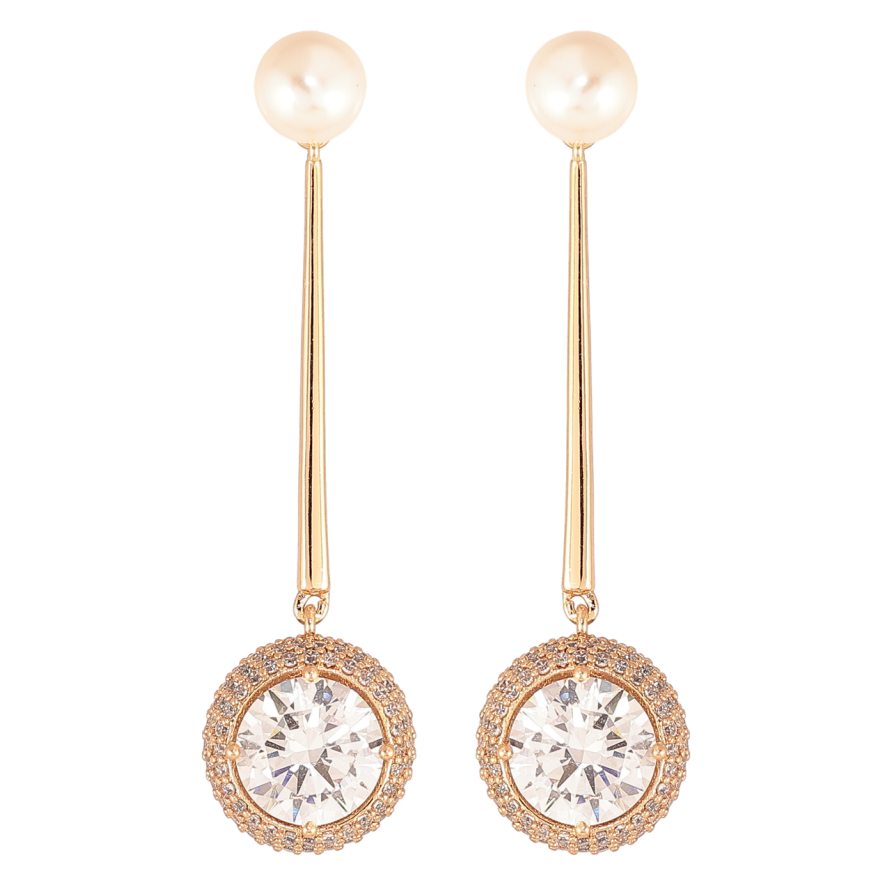 Серьги Xuping Позолота 18K пусеты Жемчужины с кристальными подвесками фото №1