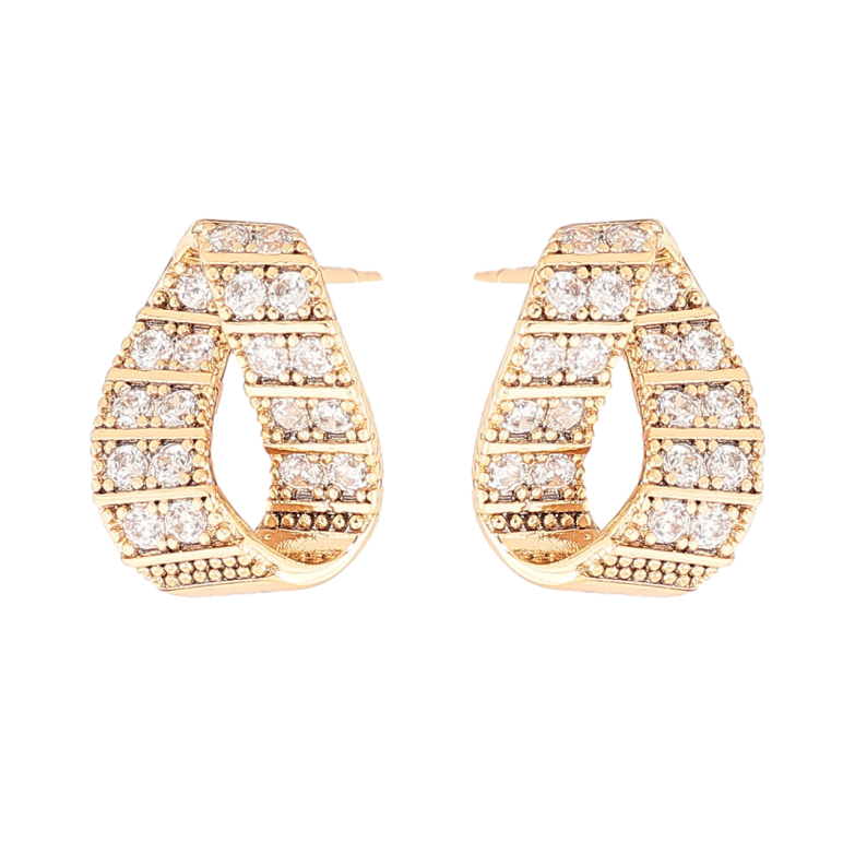 Серьги Xuping Позолота 18K пусеты Петельки с кристаллами фото №1