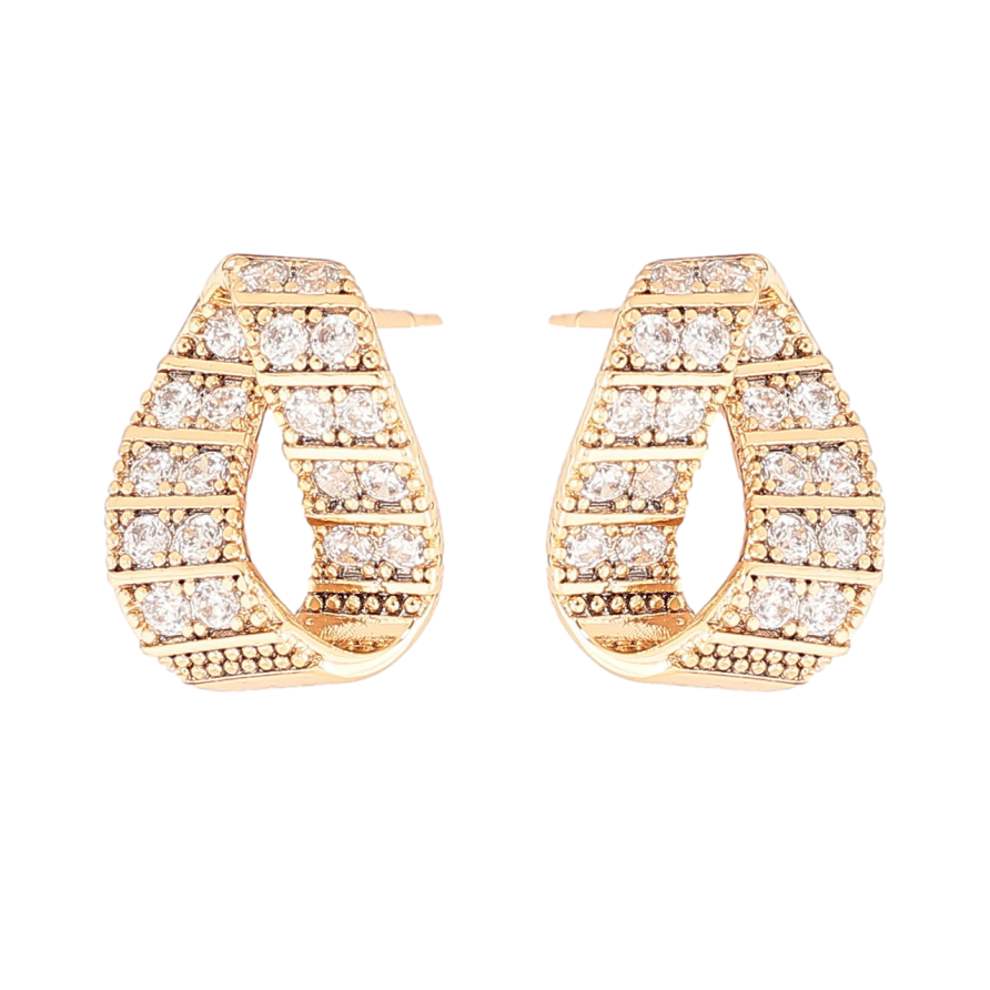 Сережки Xuping Позолота 18K пусети «Петельки з кристалами» фото №1