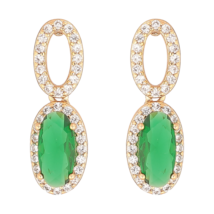 Сережки Xuping Позолота 18K пусети «Підвіски з зеленими кристалами» фото №11