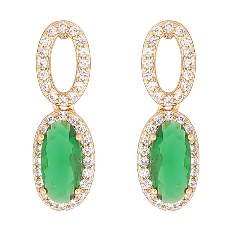 Серьги Xuping Позолота 18K пусеты Подвески с зелеными кристаллами фото №1