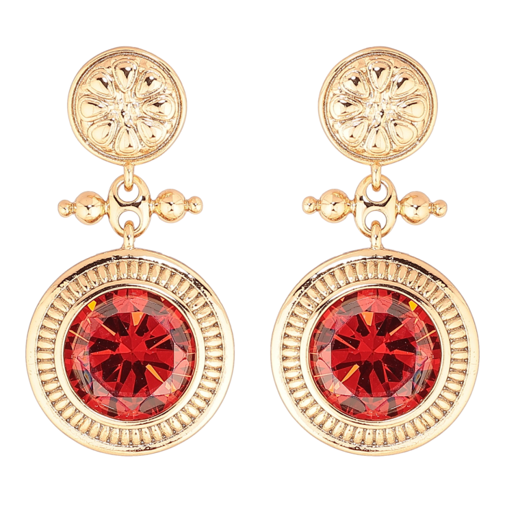 Сережки Xuping Позолота 18K пусети «Підвіски з червоними кристалами» фото №4