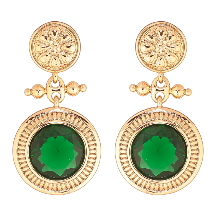 Сережки Xuping Позолота 18K пусети «Підвіски з зеленими кристалами» фото №12
