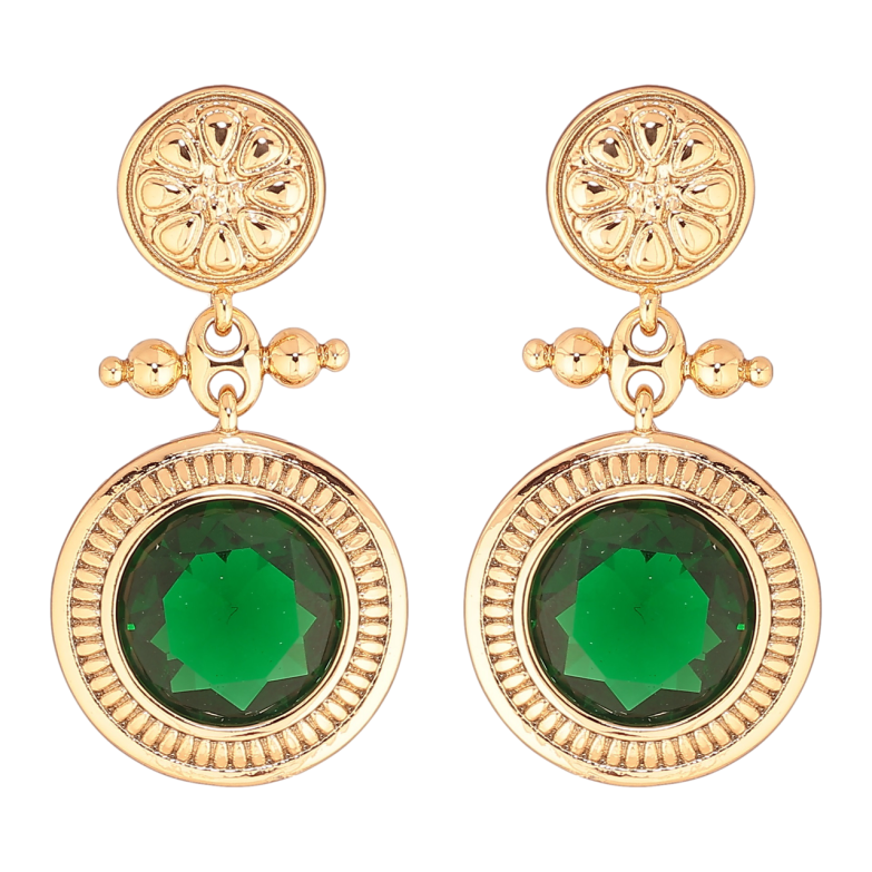 Серьги Xuping Позолота 18K пусеты Подвески с зелеными кристаллами фото №1 Серьги Xuping Позолота 18K пусеты Подвески с зелеными кристаллами фото №1