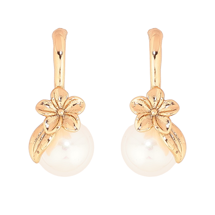 Серьги Xuping Позолота 18K пусеты Жемчужины с цветочками фото №17