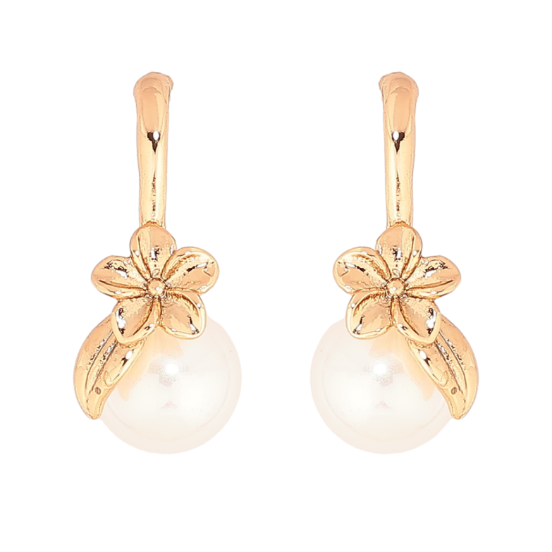 Серьги Xuping Позолота 18K пусеты Жемчужины с цветочками фото №1