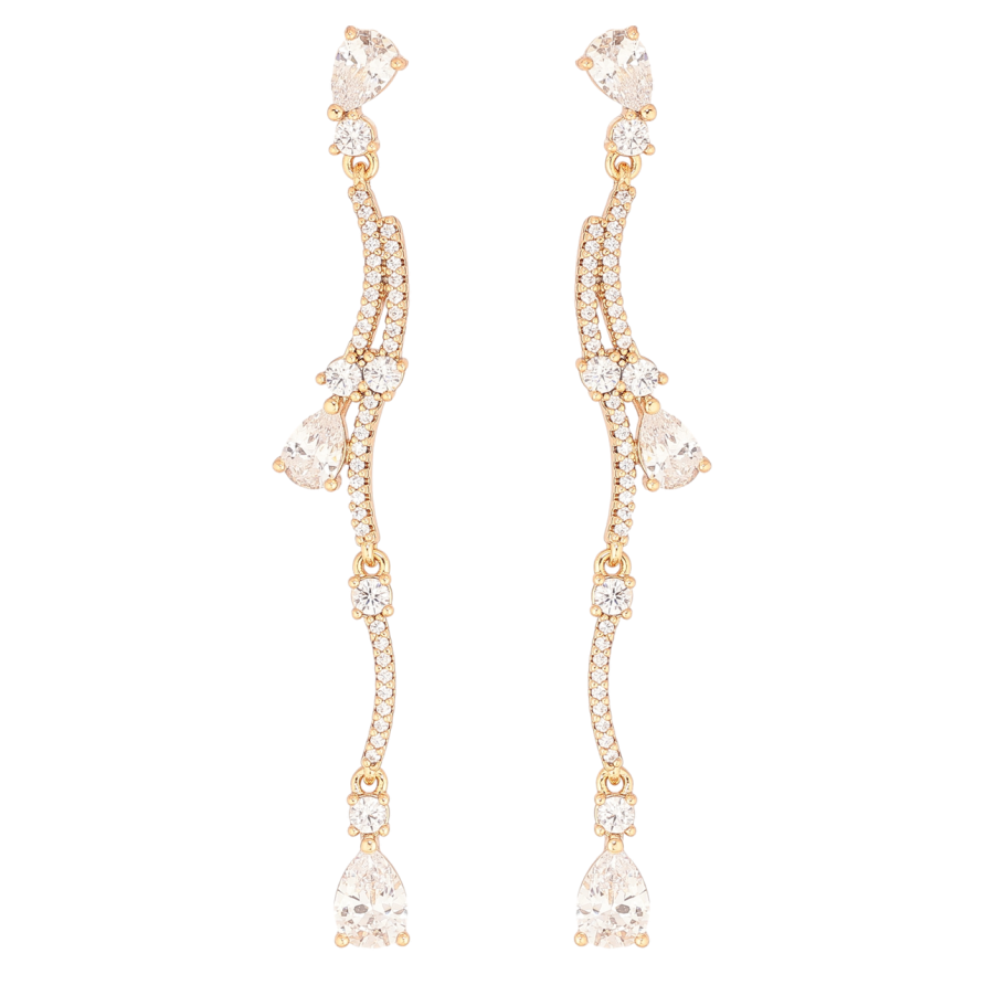 Серьги Xuping Позолота 18K пусеты Кристальные подвески фото №1