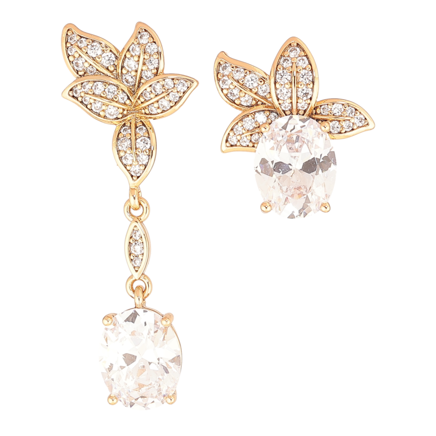 Серьги Xuping Позолота 18K пусеты Ассиметричные кристальные подвески фото №1