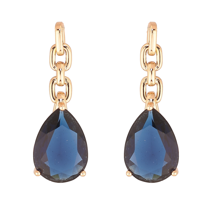 Сережки Xuping Позолота 18K пусети «Візерунок ланцюжок з синіми кристалами» фото №20