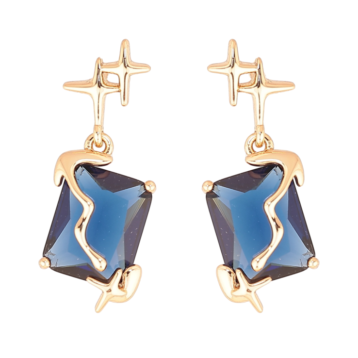 Серьги Xuping Позолота 18K пусеты Декоративные подвески с синими кристаллами фото №16