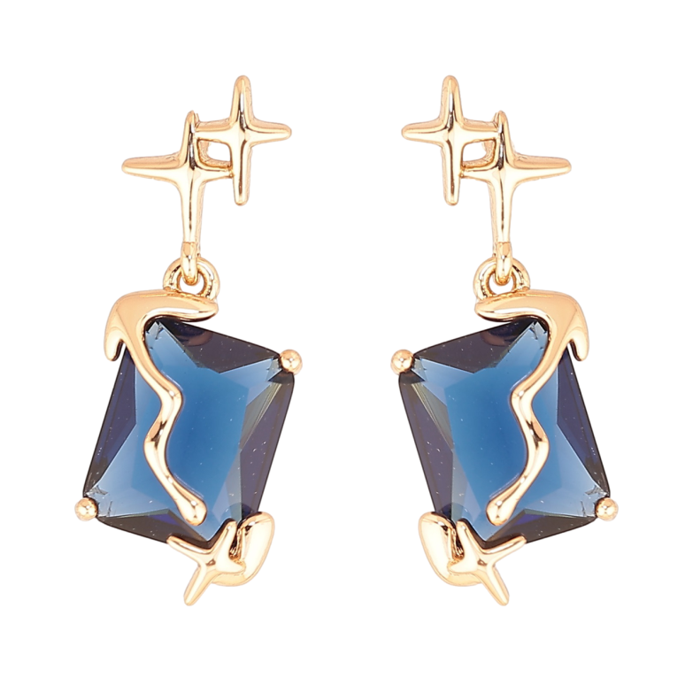 Серьги Xuping Позолота 18K пусеты Декоративные подвески с синими кристаллами фото №1