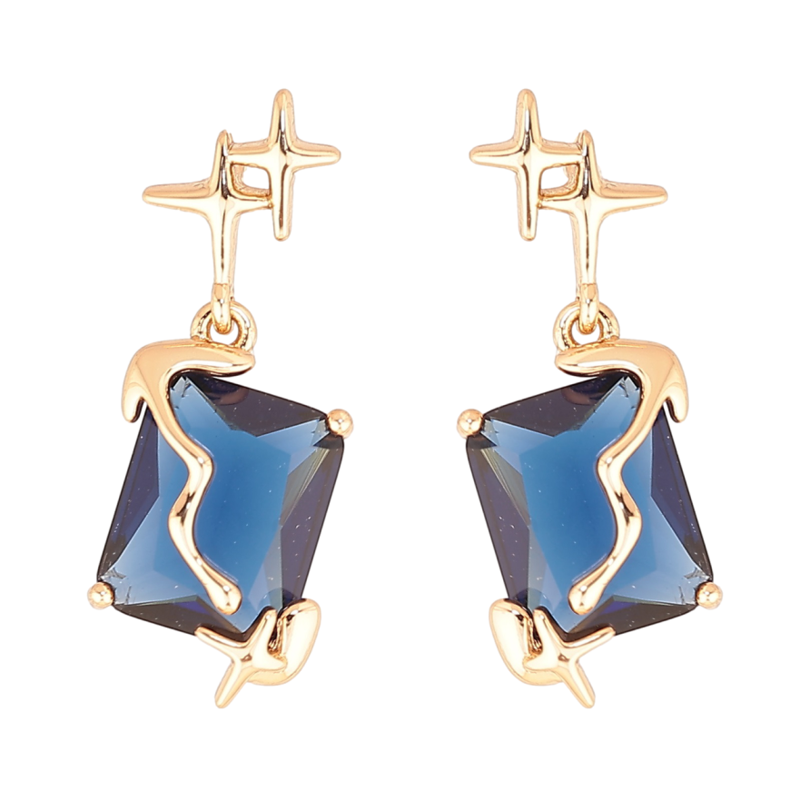 Серьги Xuping Позолота 18K пусеты Декоративные подвески с синими кристаллами фото №1