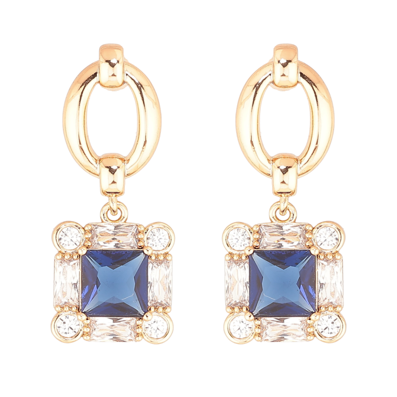 Сережки Xuping Позолота 18K пусети «Декоративні підвіски з синіми кристалами» фото №1 Сережки Xuping Позолота 18K пусети «Декоративні підвіски з синіми кристалами» фото №1