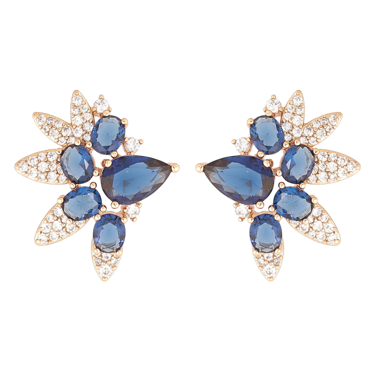 Сережки Xuping Позолота 18K пусети «Інкрустація біло-синіми кристалами» фото №12