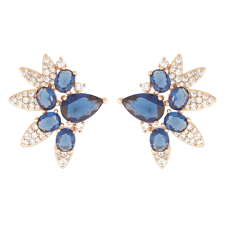 Сережки Xuping Позолота 18K пусети «Інкрустація біло-синіми кристалами» фото №1