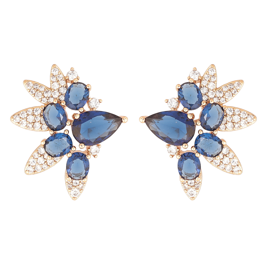 Сережки Xuping Позолота 18K пусети «Інкрустація біло-синіми кристалами» фото №1