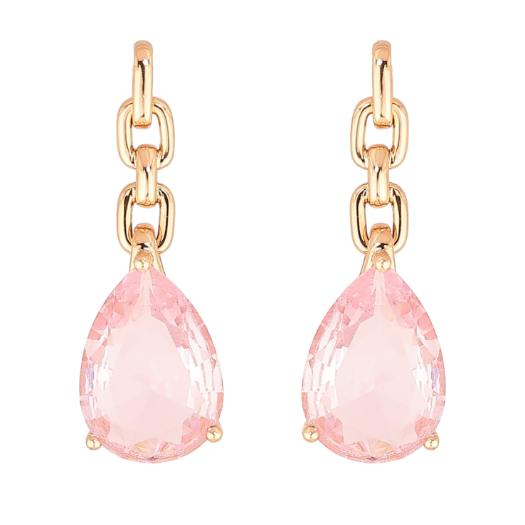 Сережки Xuping Позолота 18K пусети «Візерунок ланцюжок з рожевими кристалами» фото №21