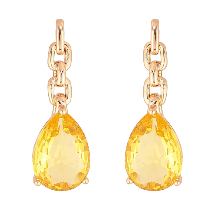 Сережки Xuping Позолота 18K пусети «Візерунок ланцюжок з жовтими кристалами» фото №24